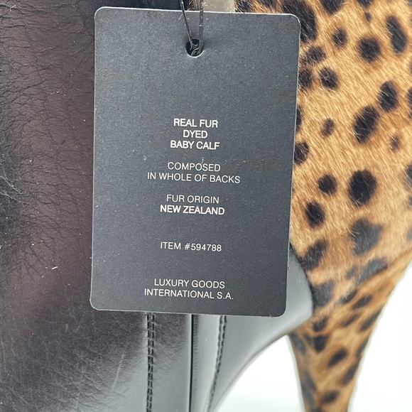 YSL Black Lamb/Pony Stiletto zip bootie ankle leopard detail 37 and 38.5 - Picture 7 of 7